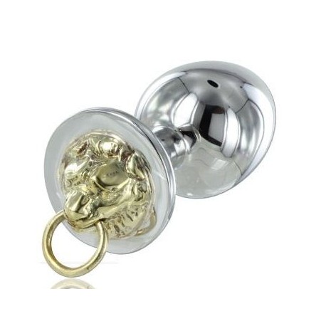 Bijou anal rosebud tête de lion avec anneau de bondage