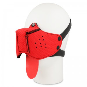 Muselière Pet-Play néoprène rouge - Accessoire BDSM Malins-Plaisirs