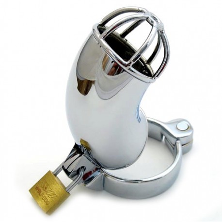 Cage de chasteté Lancelot en acier inox avec cadenas inclus Cage de chasteté Lancelot en acier inox avec cadenas inclus