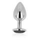 Petit bijou anal en inox avec cristal noir diamètre 2,6 cm