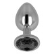 Grand bijou anal en inox avec cristal noir diamètre 3,8 cm