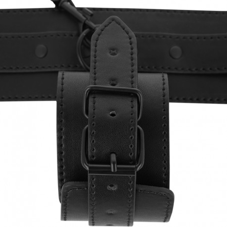 Menottes de cheville cuir végétal noir - Bondage Malins-Plaisirs