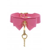 Collier de soumise rose avec noeud - Accessoires BDSM Malins-Plaisirs