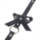 Harnais cuir porte-jarretelles zoom sur les noeuds en cuir - Lingerie bondage Malins-Plaisirs