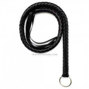 Snakewhip noir fouet avec anneau 65 cm