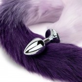 Plug Anal en Acier avec une Queue Violette pour le Pet-Play - Accessoires BDSM Malins-Plaisirs