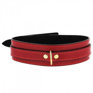 Collier Vinyle rouge Bordeaux - Accessoires BDSM Malins-Plaisirs