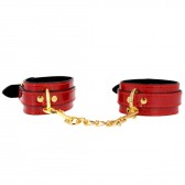 Menottes Vinyle rouge bordeaux - Accessoires BDSM Malins-Plaisirs