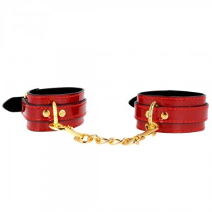 Menottes Vinyle rouge bordeaux - Accessoires BDSM Malins-Plaisirs