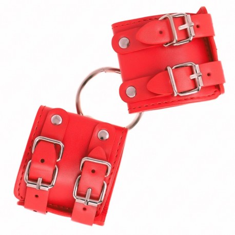 Menottes BDSM fixes rouges - Boutique BDSM Malins-Plaisirs