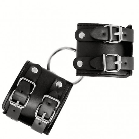 Menottes BDSM fixes noires - Boutique BDSM Malins-Plaisirs