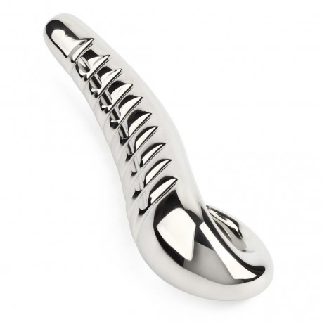Dildo acier Devil's Tongue Silver vue de côté sextoy entier