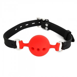 Bâillon avec grosse boule silicone rouge - Accessoires BDSM