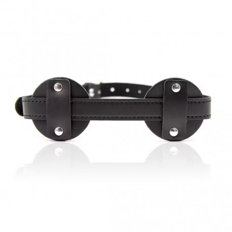 Masque Blindfold en similicuir rond - Boutique BDSM Malins-Plaisirs