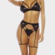 Bralette lycra laqué noir sexy avec bretelles réglables – lingerie féminine audacieuse