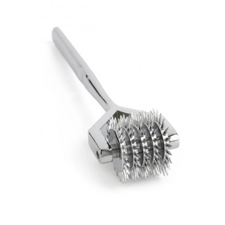 Détail roulette Wartenberg 5 rangées pointes inox stimulation large