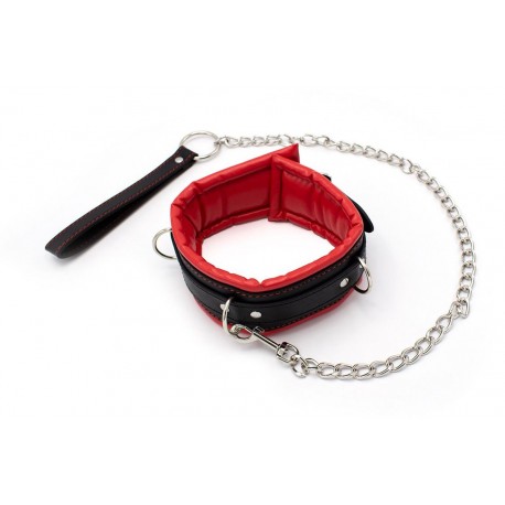 Collier BDSM doublé avec laisse assortie et fermeture verrouillable