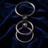 Triple Cockring Acier BDSM avec Lanière Noire