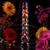 Gode anal à boules Everlasting Bloom avec fleurs colorées en résine époxy